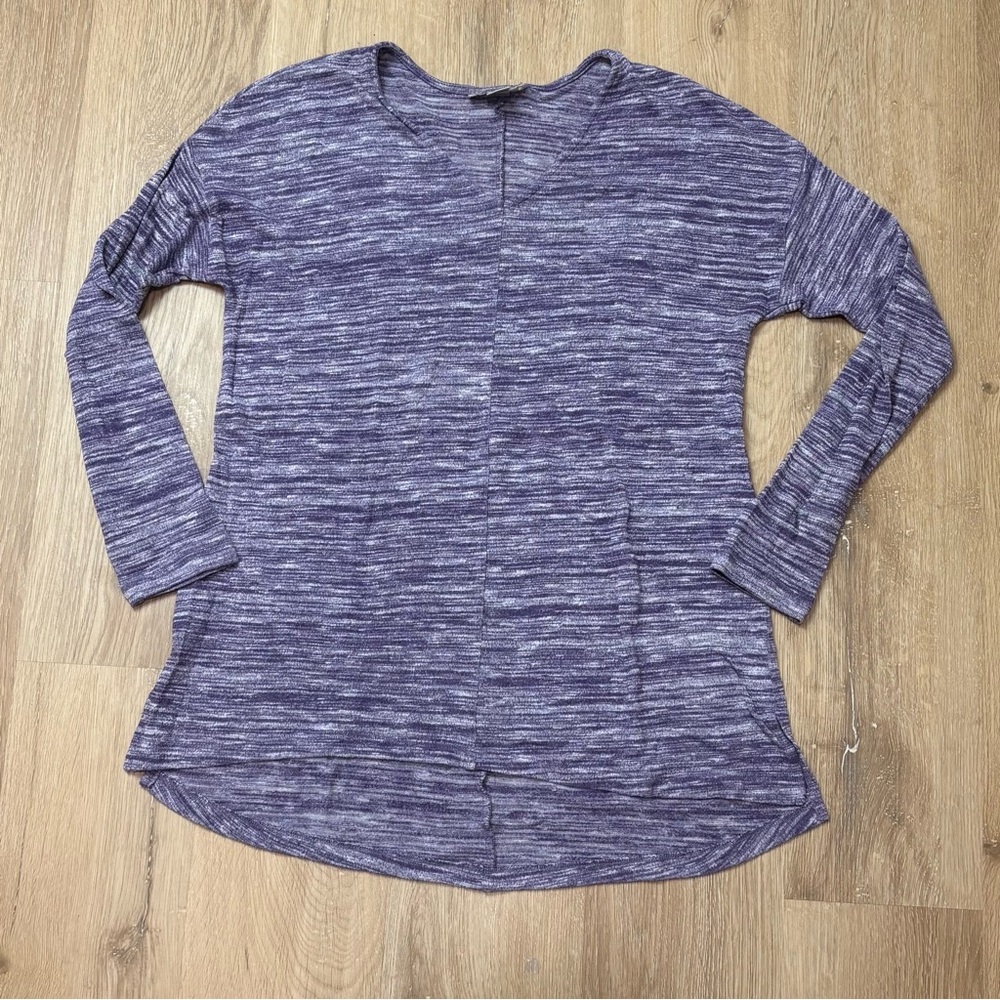 Loft Marled V-Neck 3/4 Sleeve Top Purple Small